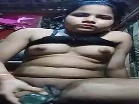 Ultra-kinky girl pokes her pussy with a